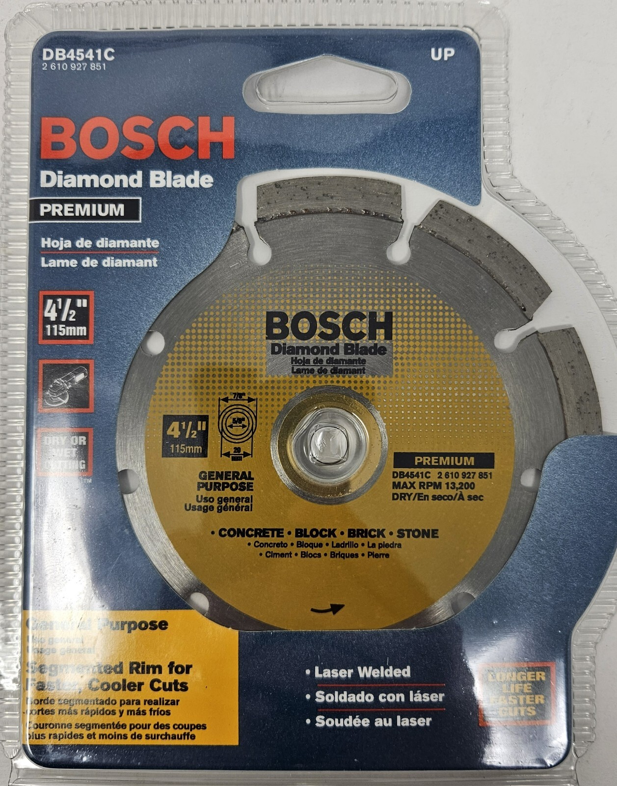 Bosch DB4541C Diamond Saw Blade 4-1/2" Wet/Dry General Purpose