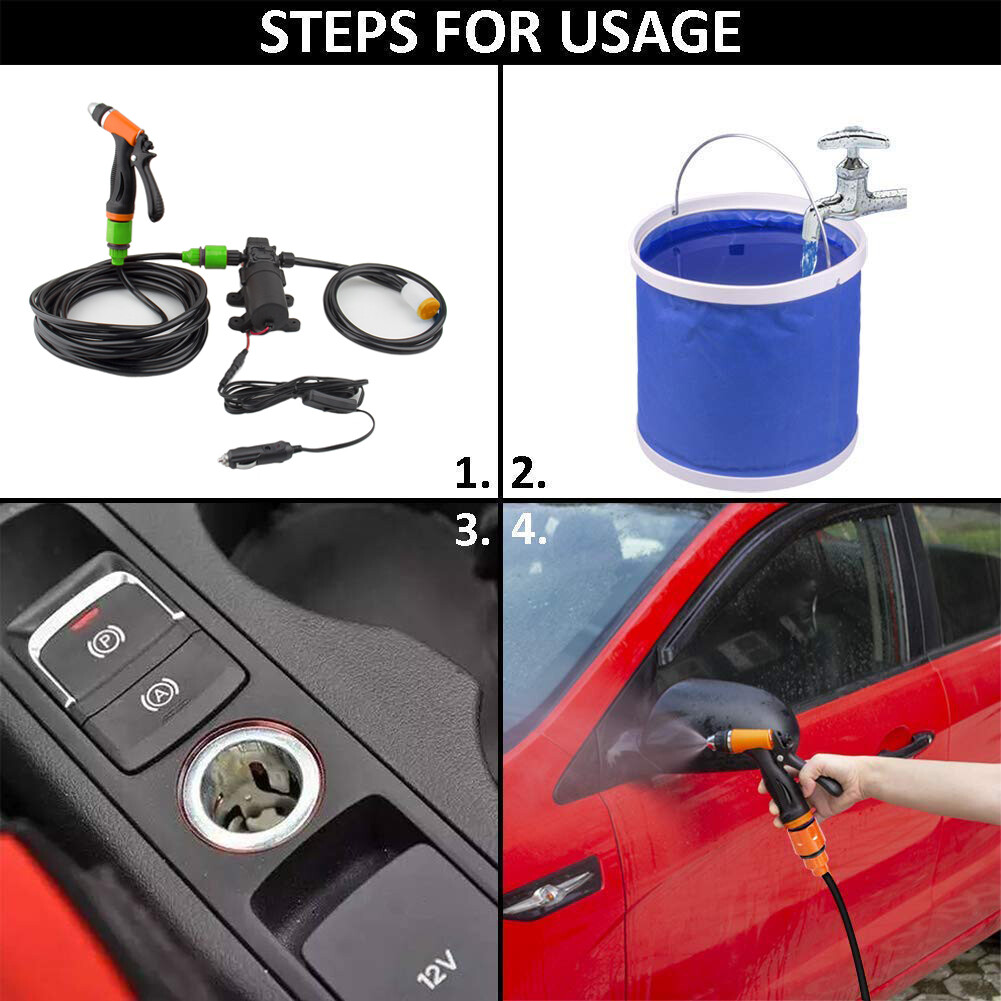 Portable 12V Jet Spray Car Wash Washer Gun High Pressure Electric Water