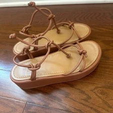 Flattered  Sandals Brown Knot Leather  Platform  Size EU 37 7 made in Spain