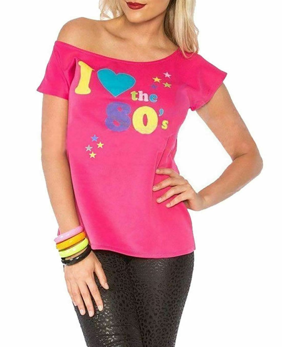 Maglietta da donna con stampa multi faccia I Love The 80s t