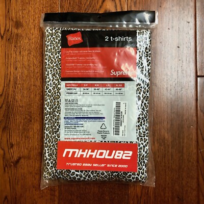 New Supreme Hanes Leopard 2 Pack T-shirt Tee Animal box logo SS19