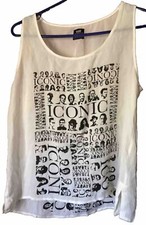 E.VIL Women's 100% Silk Iconic Faces Blouse Top Shirt Size L Freddie Mercury
