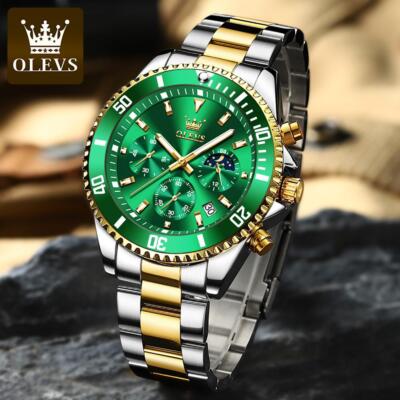 Olevs Uhr Quarzuhr Leuchtend Wasserdicht Herren Analog Mode Armbanduhr
