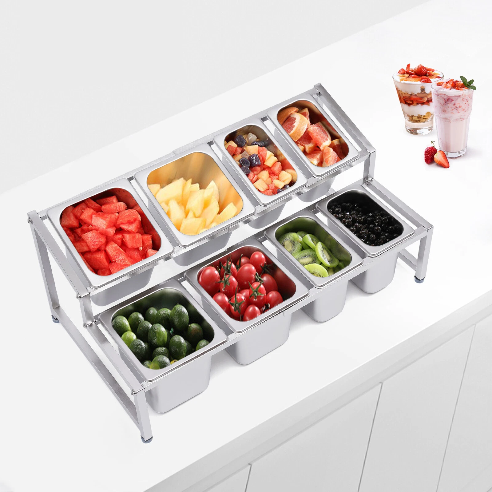 Expandable Spice Rack Stainless Steel Organizer Shelf with Pans Ladles Lids