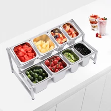 Expandable Spice Rack Stainless Steel Organizer Shelf with Pans Ladles Lids