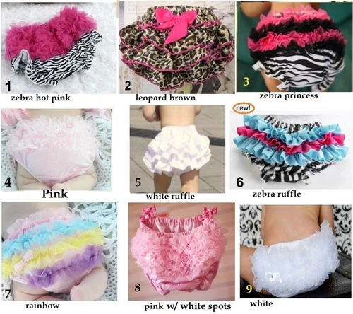 NEW Baby Girl Ruffle Cotton Satin Bloomers Nappy Cover 0-3 years - 9 STYLES!