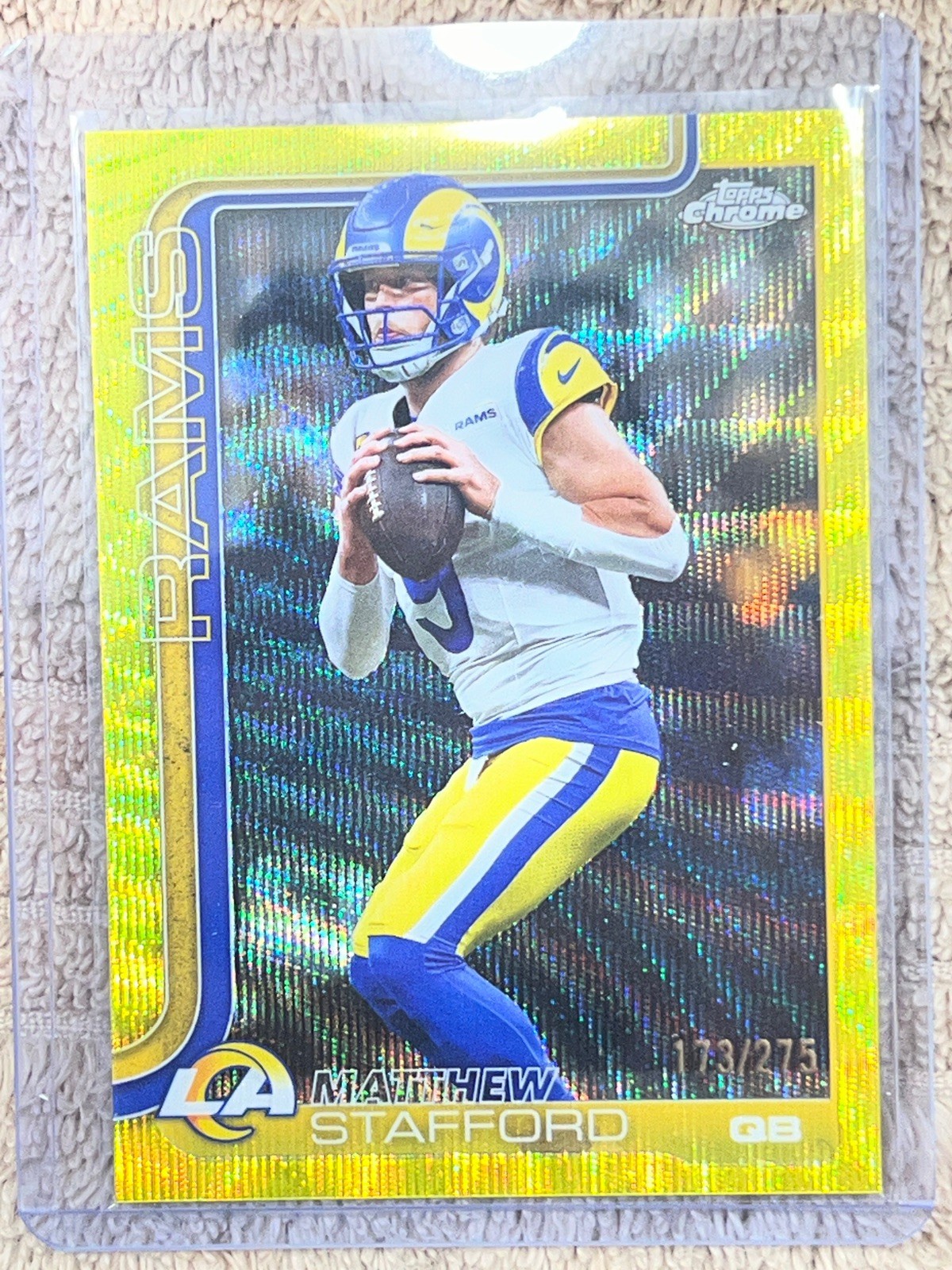 Matthew Stafford 2025 Topps Chrome Yellow Wave Refractor/275 LA Rams MVP Buyback