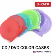 CD/DVD Color Shell Cases 8-Pack Multi-Color Slim Disc Storage Protective Covers
