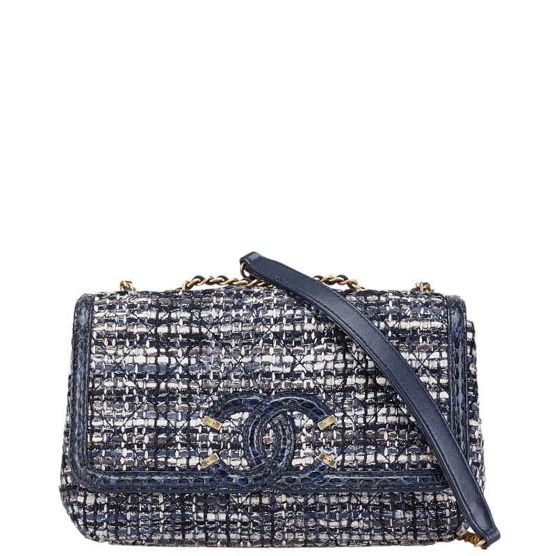 Chanel CC Filigree Coco Mark Python Embossed Chai… - image 1