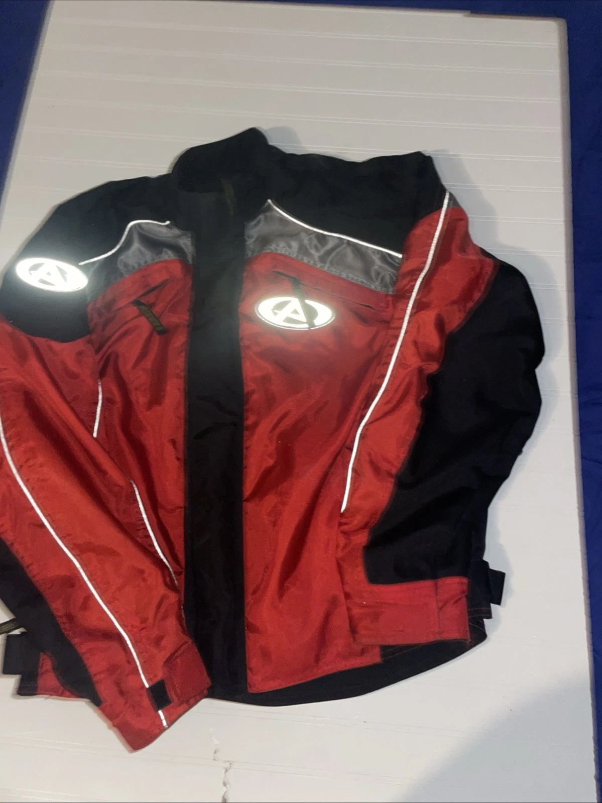 AGV Sport Motorcycle Jacket Men's XL Black Red Zip Heavy Nylon Polyester - product detail image 4