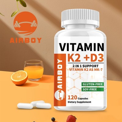 Vitamin K2 (MK7) & D3 Food Supplement Capsules, Vegetarian, 120 Capsules