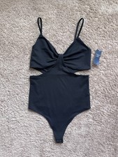 Abercrombie  Fitch Seamless Cutout Cami Bodysuit in Black Size MEDIUM NEW 