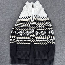 The Children's Place Boys 5T Sweater Black White Fair Isle 1/4 Zip Snowflake