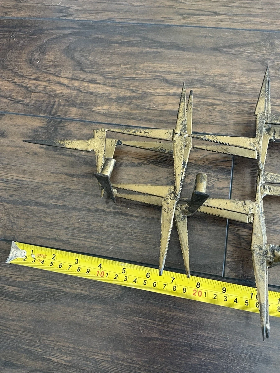 Vintage Brutalist Welded Metal Wall Sculpture. MCM Gold/Black Patina
