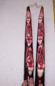 Vintage Red Ribbon Candy Candle Sticks