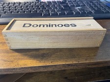 Domino Game Set Dragon Design Wooden Box Complete