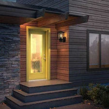 Outdoor Wall Sconce Light Fixture Ribbed Glass Exterior Porch Walkway Lamp 14"