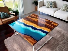 Mesa de desayuno de resina, mesa de balcón de madera epoxi, mesa de centro real de 16"