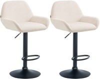 2Er Set Barhocker Braga Samt Schwarz Creme