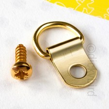 D-RINGS For PICTURES 2-500pk SMALL Hangers For Cord, Wire Opt Screws BRASS Plate