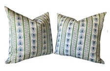 Blue And Green James Stripe Pillow Covers Dog...