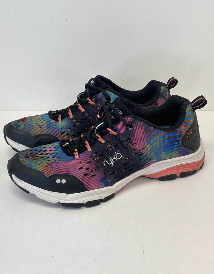 Ryka Vivid RZX Lace Up Tie Dye & Black Training Sneakers Shoes - Womens Size 8.5 - Image 3 of 4