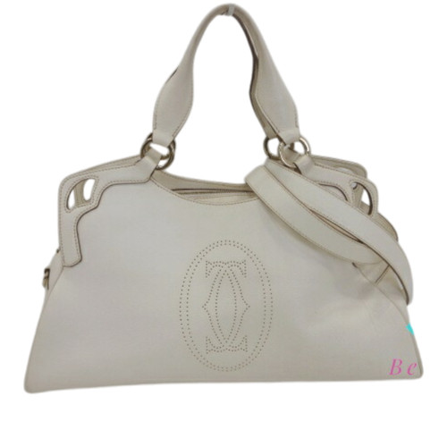Cartier Marcello 2way handbag Shoulder Bag off white ivory leather logo