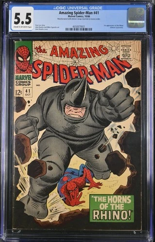 Amazing Spider-Man #41 CGC 5.5 1st App of Rhino 1966 Very Rare Printing Error!