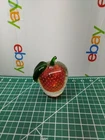 Vintage Murano Bullicante Sommerso Red Apple Glass Paperweight with Green Stem