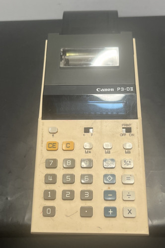 Vintage Canon P3-DII Palm Printer Calculator w/Original Box and Manual Works