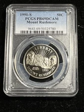 1991-S Mount Rushmore Commemorative Half Dollar PR69 DCAM PCGS Blue Label 