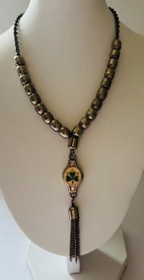 Vintage Silver Tone Worry Beads with Shamrock Clover Beaded Chain Fast Postage