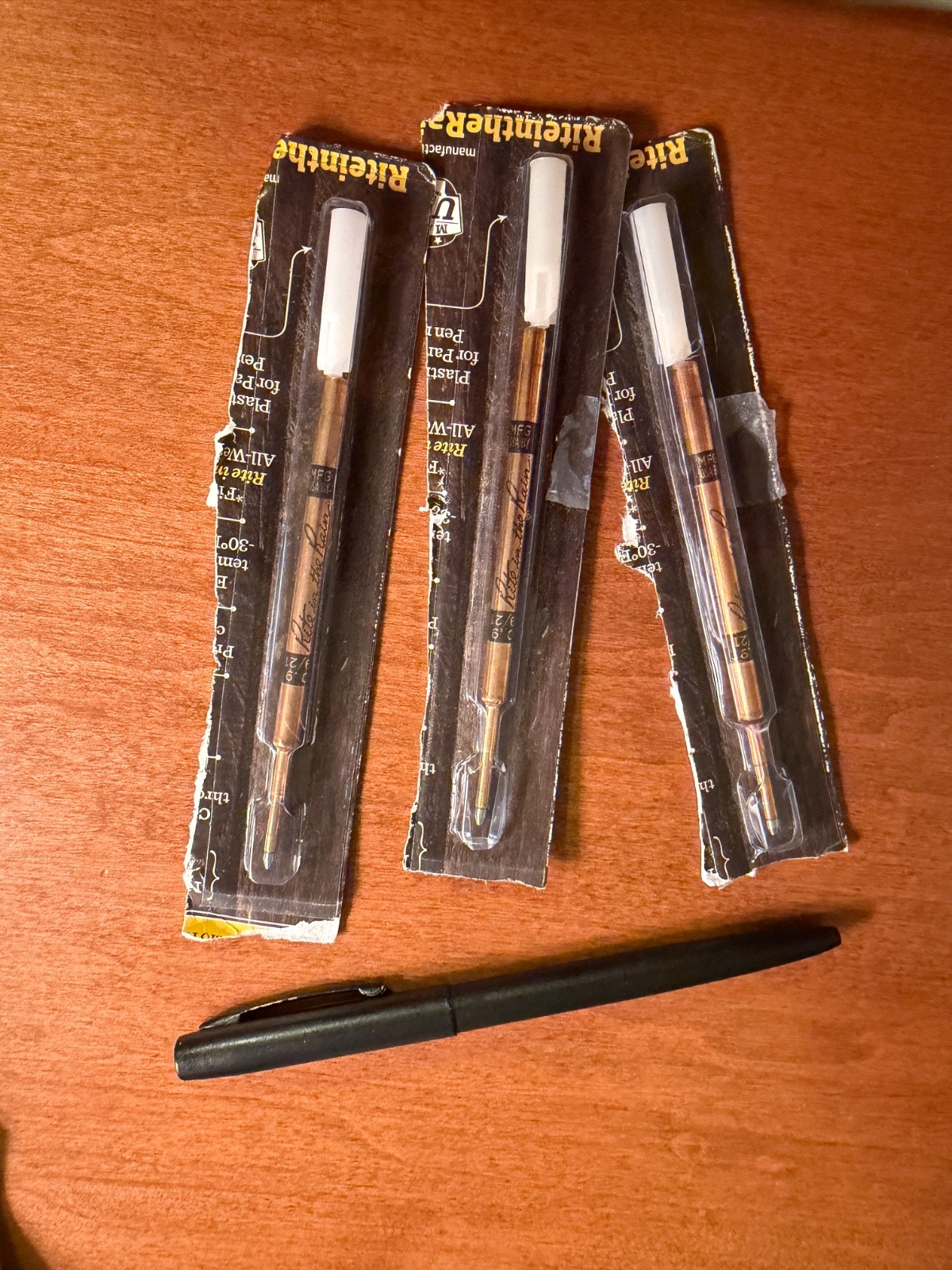Rite in the Rain Weatherproof Black Metal Retractable Pen, w/ 3 New Cartridges