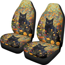 Cat Flower Print Car Seat Cover for Front Seat, Stretchy Soft Vehicles Seat Cove