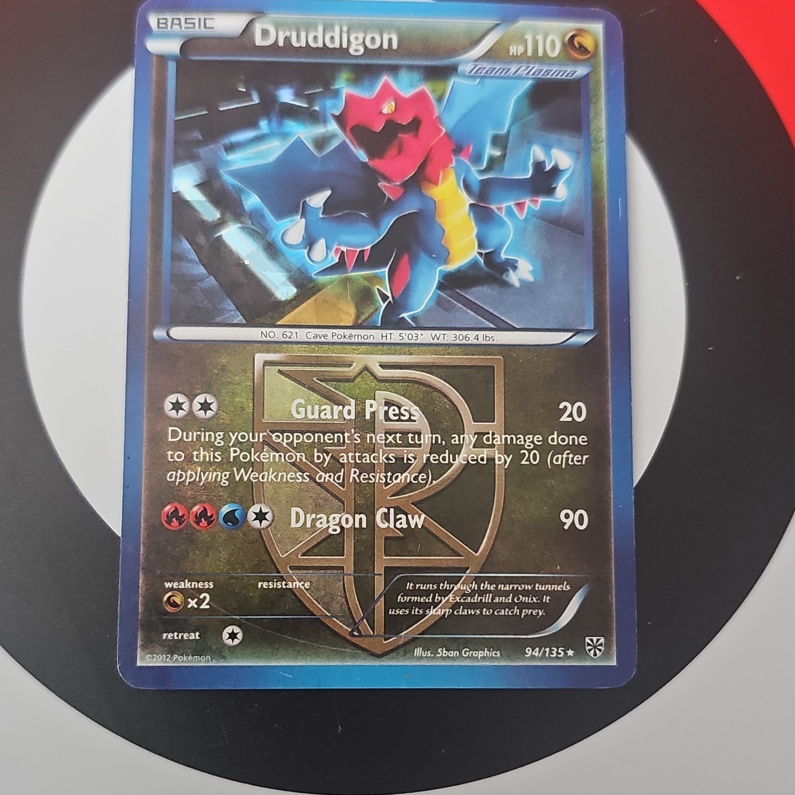 Pokémon Druddigon Plasma Storm 94/135 Reverse Holo Rare 110HP Team Plasma