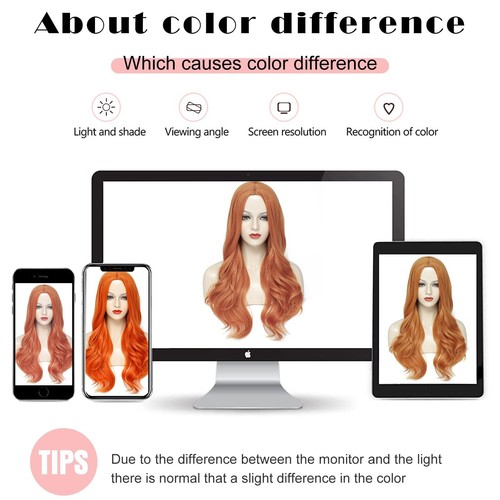 Ginger Wavy Wigs for Women - Long, Heat Resistant, Synthetic Orange Wig for D... - Bild 7 von 7