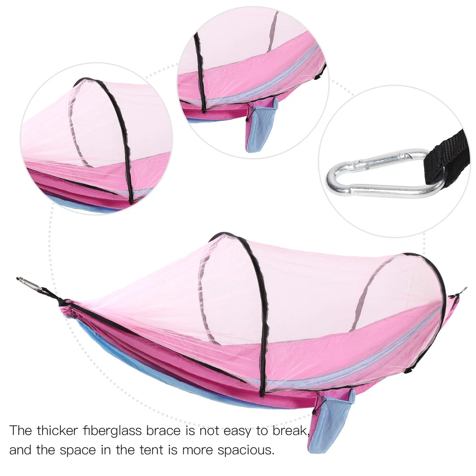 Camping Hammock With Mosquito Net Tent Hanging Bed Swing Chair (Blue And Pi GF - Image 4 of 4