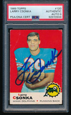 1969 Topps #120 Larry Csonka Signed Rookie Card PSA AUTH/9 AUTO (944)