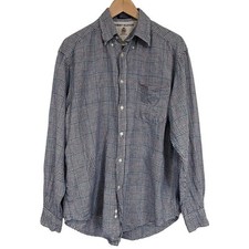 Tommy Hilfiger Men's 100 Linen Shirt Plaid Check Long Sleeve Front Pocket Sz M