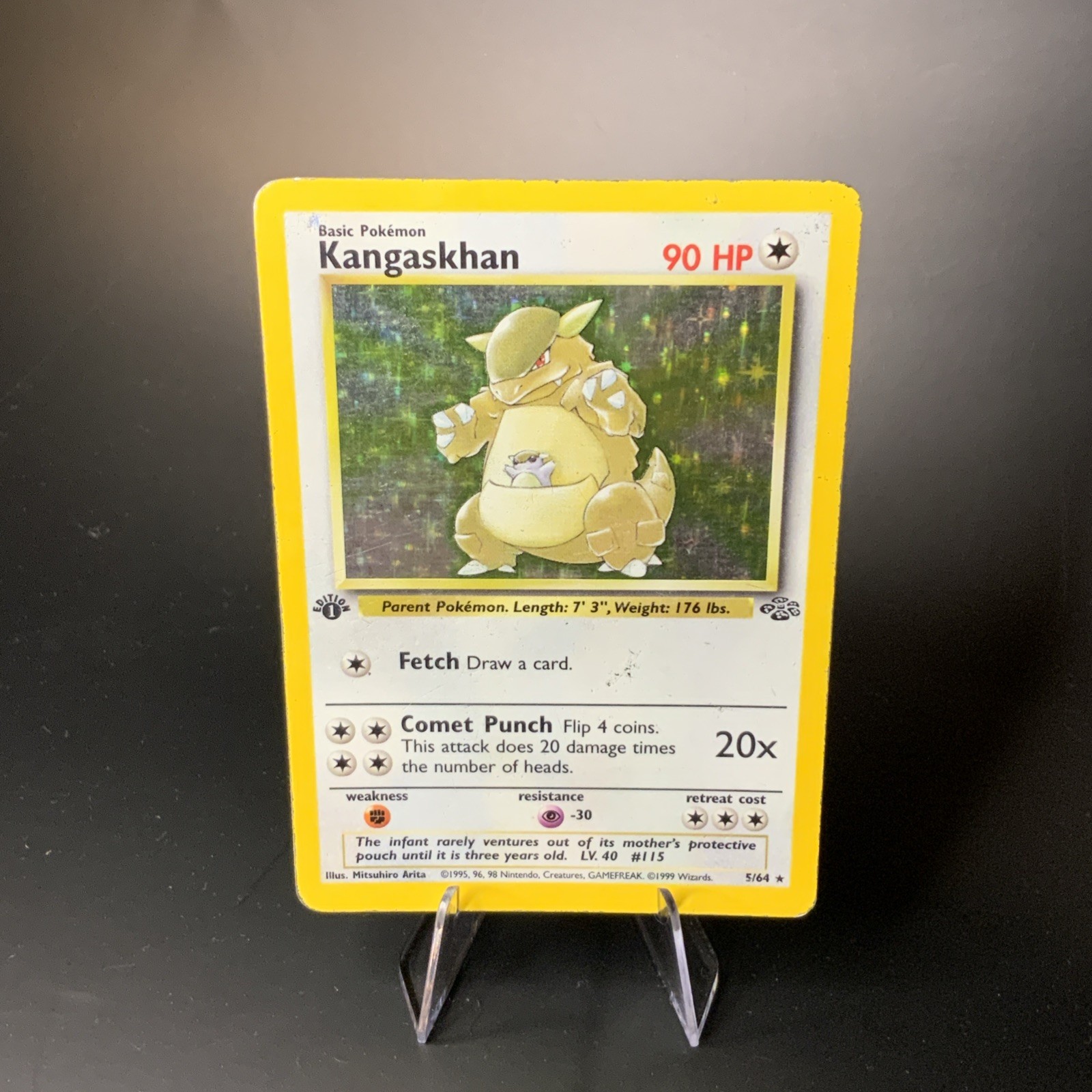 Kangaskhan 5/64 - 1st Edition Jungle Holographic Pokemon Card MP Vintage