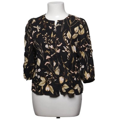 H&M, Bluse, Größe: M, Schwarz/Beige/Weiß, Leinen/Viskose, Blumen, Damen #mRi