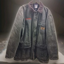 Vintage Dickies Workwear Jacket Green Canvas Cord Collar Quilt Lined-Mens M