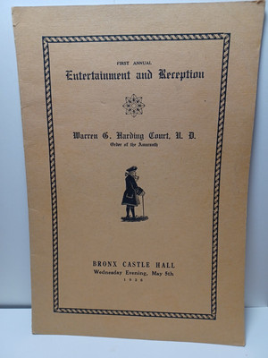 1st Annual Entertainment & Reception Warren G Harding Court 1926 Program RRP 784