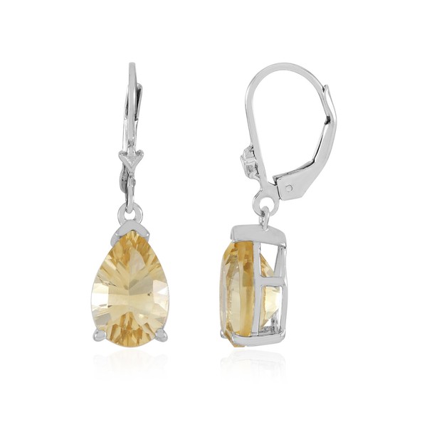Cavill Citrin Ohrringe 5,68Ct Tropfen 925 Silber Platiniert Gelb Damen-image
