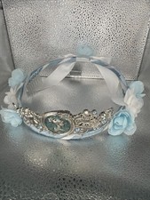 Disney Store London cinderella rhinestone tiara with blue ribbon