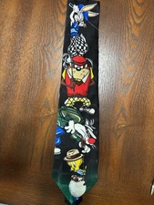 Looney Tunes Mania Vintage 1996 Novelty Cartoon Characters Silk Tie