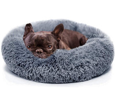 Small Calming Dog Bed Anti-Anxiety Fluffy Round Luxury Puppy Bed Washable NEW