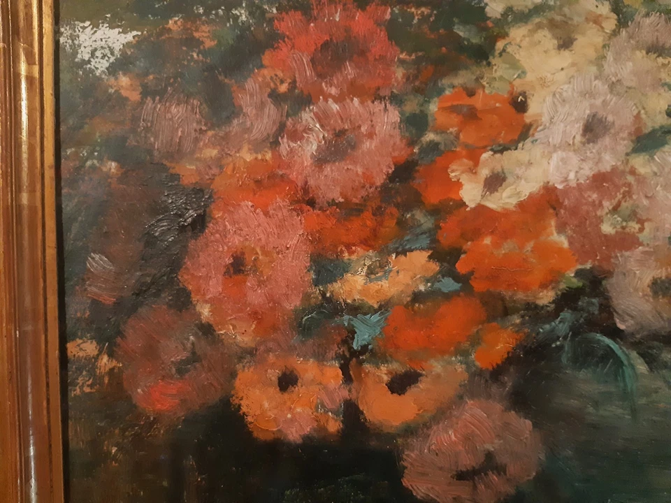 GRAND tableau HSC NABIS POST IMPRESSIONNISTE début XXème Fleurs & Fruits Encadré - Photo 3/4