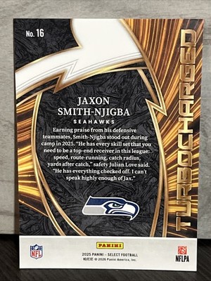 Jaxon Smith-Njigba 2025 Panini Select #16 Turbocharged Seattle