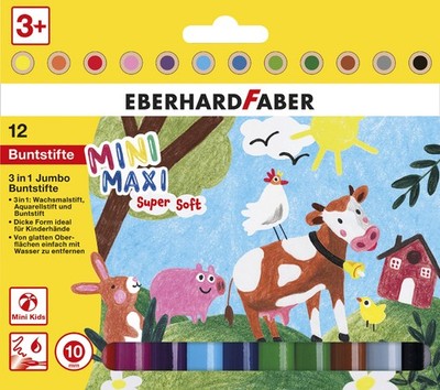 EBERHARD FABER Buntstift 3in1 Jumbo MINI MAXI 12er Etui